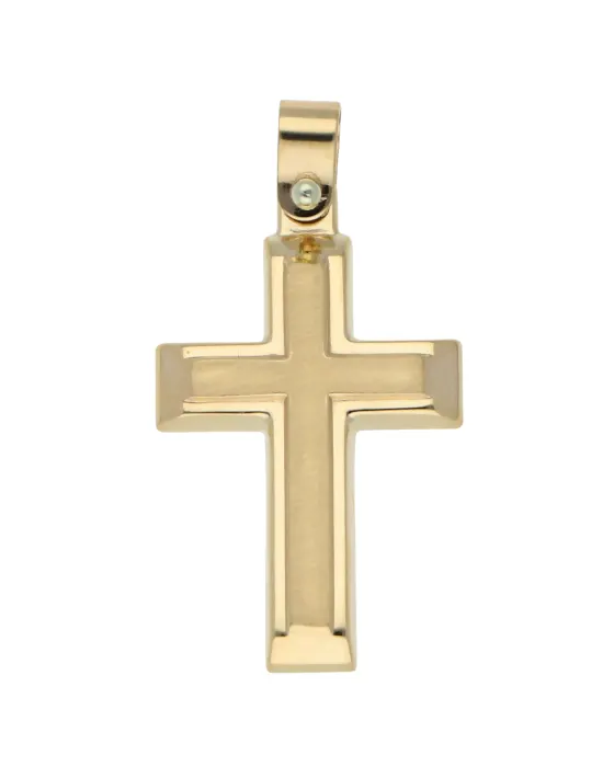 18CT Y/G TWO LAYER CROSS 19mm