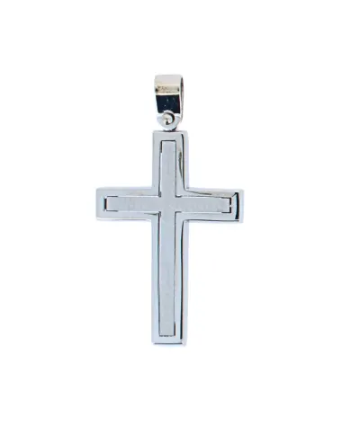 18CT W/G SQUARE CUT CROSS 23mm