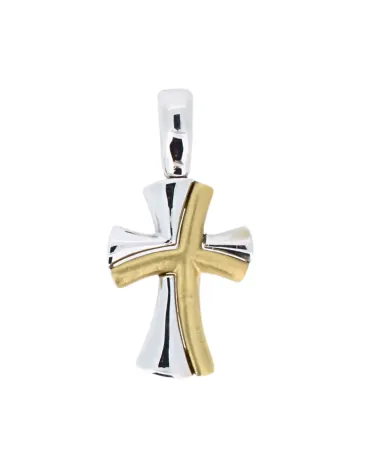 18CT TWO TONE CROSS 513